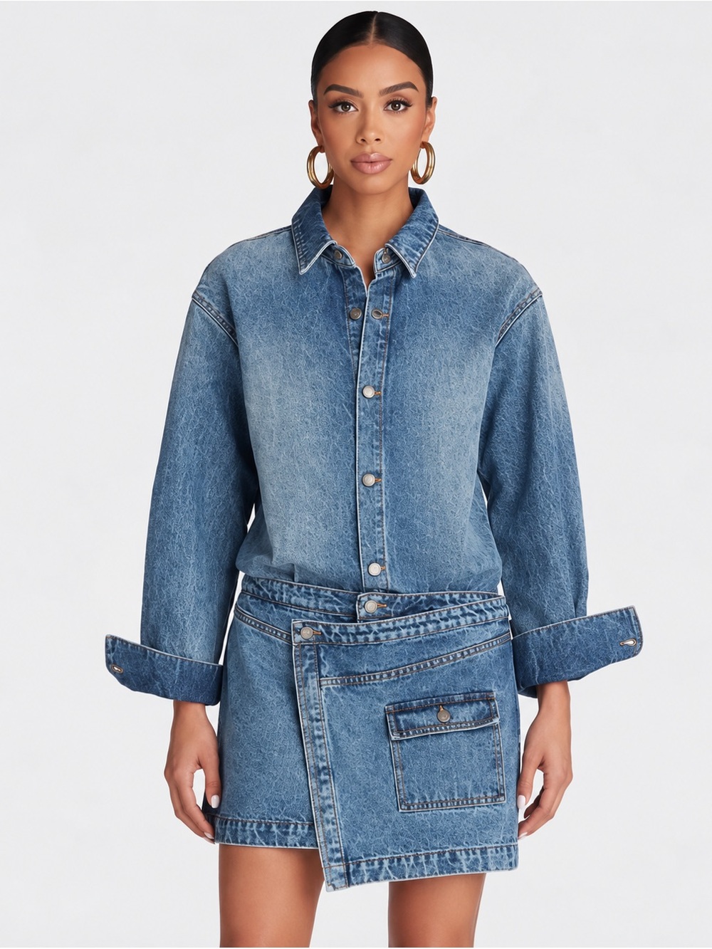'The Asymm Denim Dress' - Medium Wash XL- NWOT